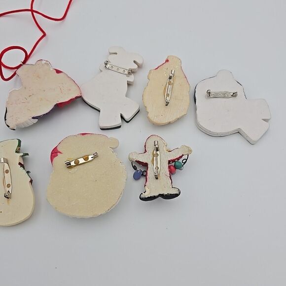 Vintage LOT 7 Varity Christmas brooch/Pin 1 Necklace 1 Set Necklace & Earrings - Picture 9 of 9